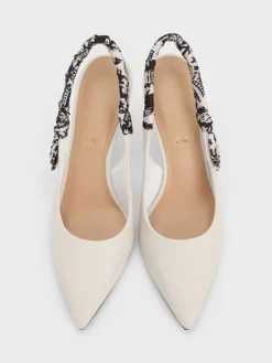 Tayari Leather Scarf-Strap Slingback Pumps