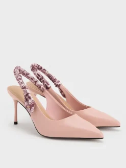 Tayari Leather Scarf-Strap Slingback Pumps