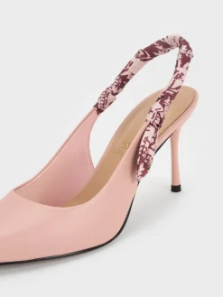 Tayari Leather Scarf-Strap Slingback Pumps