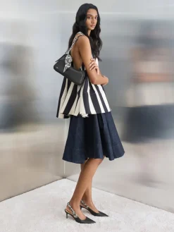 Tayari Leather Scarf-Strap Slingback Pumps