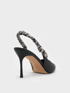Tayari Leather Scarf-Strap Slingback Pumps