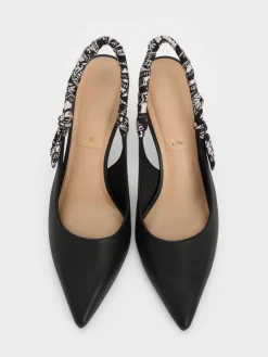 Tayari Leather Scarf-Strap Slingback Pumps