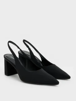 Teagan Elastane Pointed Slingback Pumps