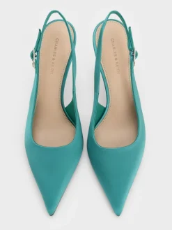 Teardrop-Crystal Pointed Slingback Pumps