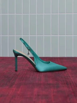 Teardrop-Crystal Pointed Slingback Pumps