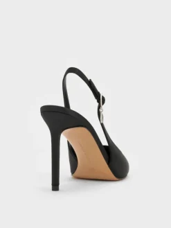 Teardrop-Crystal Pointed Slingback Pumps