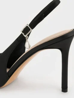 Teardrop-Crystal Pointed Slingback Pumps