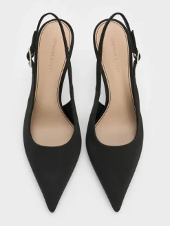 Teardrop-Crystal Pointed Slingback Pumps