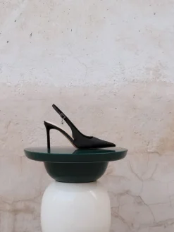 Teardrop-Crystal Pointed Slingback Pumps