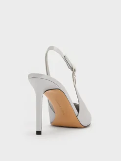 Teardrop-Crystal Pointed Slingback Pumps