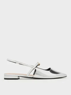 Trifina Metallic Pointed Slingback Flats