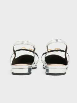 Trifina Metallic Pointed Slingback Flats