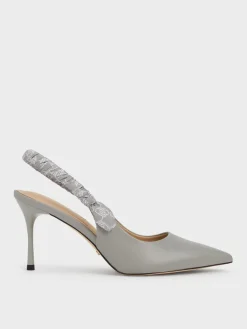 Tully Leather Ruched Print Slingback Pumps