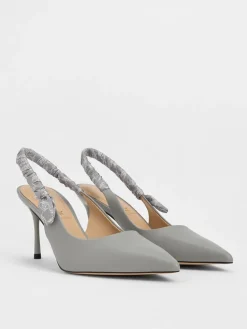 Tully Leather Ruched Print Slingback Pumps
