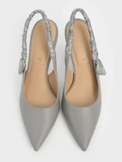Tully Leather Ruched Print Slingback Pumps