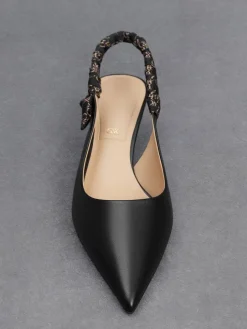 Tully Leather Ruched Print Slingback Pumps