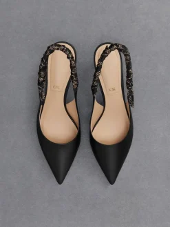 Tully Leather Ruched Print Slingback Pumps