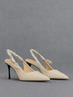 Tully Leather Ruched Print Slingback Pumps