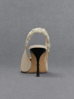 Tully Leather Ruched Print Slingback Pumps