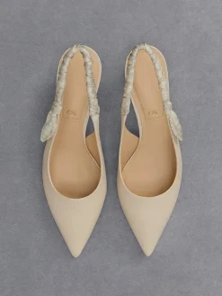 Tully Leather Ruched Print Slingback Pumps