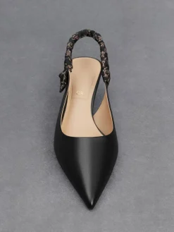 Tully Leather Ruched-Strap Slingback Pumps