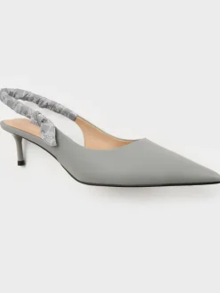 Tully Leather Ruched-Strap Slingback Pumps