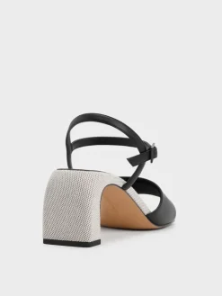 Two-Tone Ankle-Strap Heeled Sandals