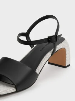 Two-Tone Ankle-Strap Heeled Sandals