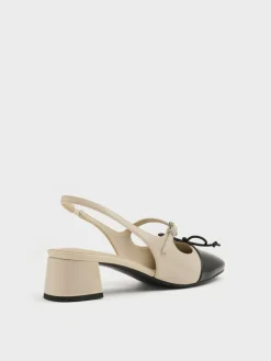 Two-Tone Patent Bow Slingback Pumps