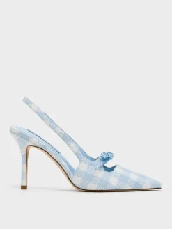 Venetia Gingham Bow Pointed Slingback Pumps