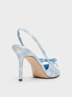Venetia Gingham Bow Pointed Slingback Pumps