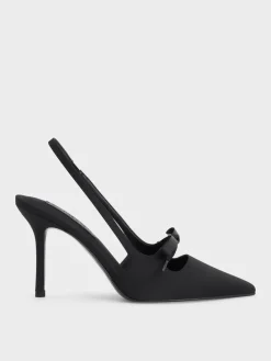 Venetia Satin Bow Pointed Slingback Pumps