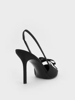 Venetia Satin Bow Pointed Slingback Pumps