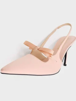 Venetia Satin Bow Pointed Slingback Pumps