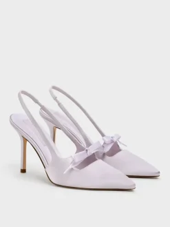 Venetia Satin Bow Pointed Slingback Pumps