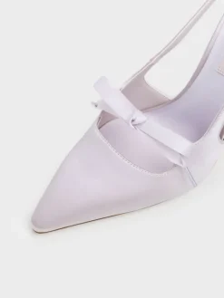 Venetia Satin Bow Pointed Slingback Pumps