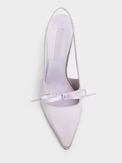 Venetia Satin Bow Pointed Slingback Pumps
