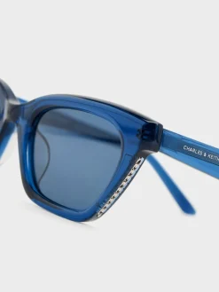 Vesta Angular Cat-Eye Sunglasses
