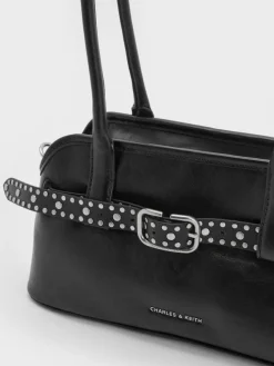 Victoria Studded Belted Shoulder Bag