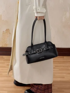 Victoria Studded Belted Shoulder Bag