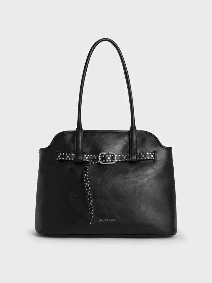 Victoria Studded Belted Tote Bag