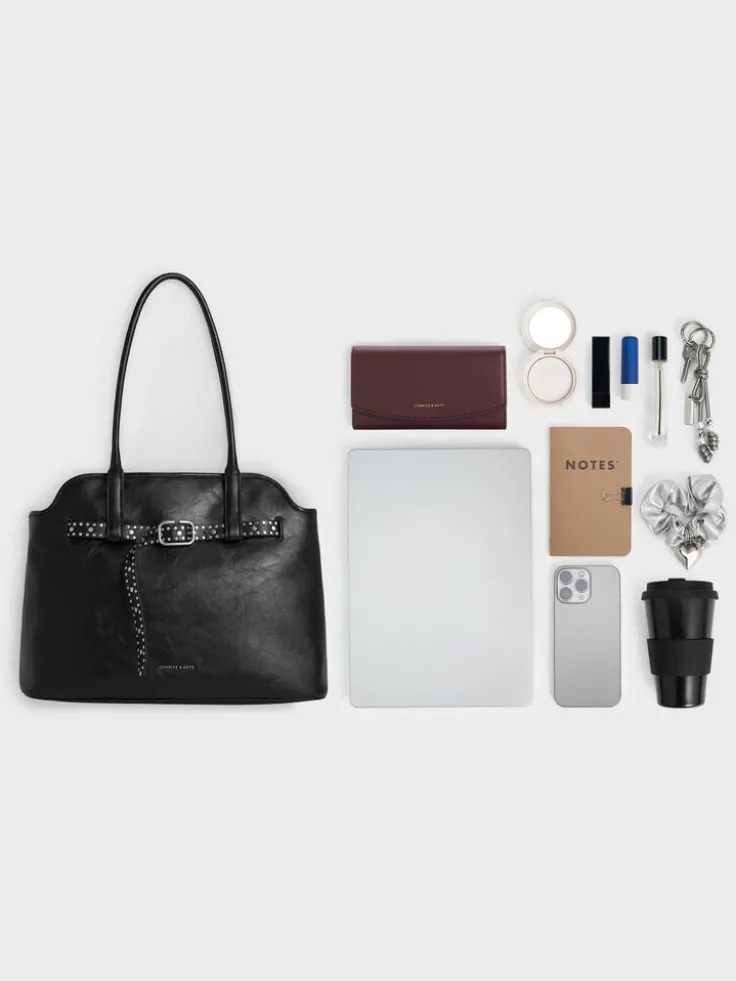 Victoria Studded Belted Tote Bag