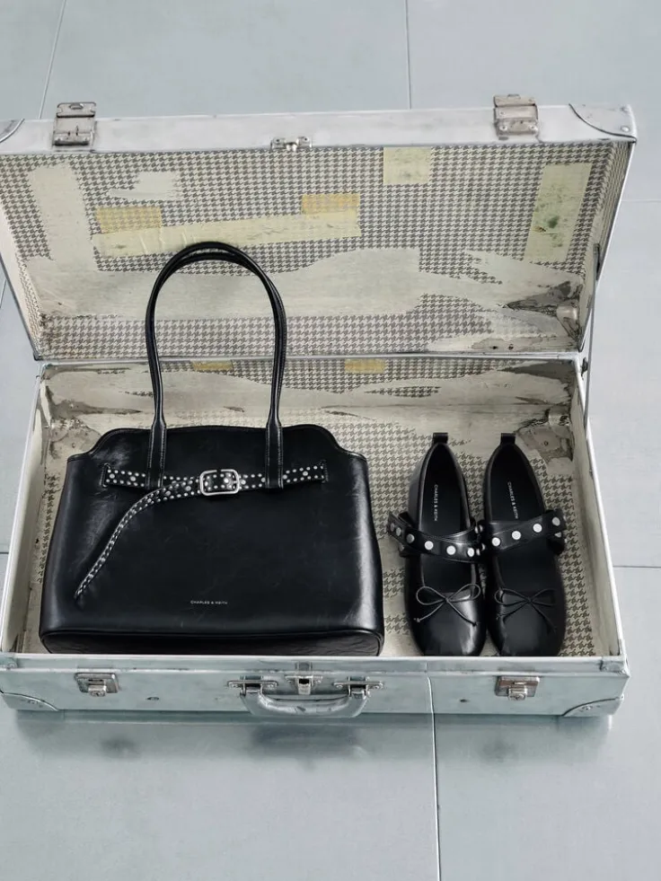 Victoria Studded Belted Tote Bag