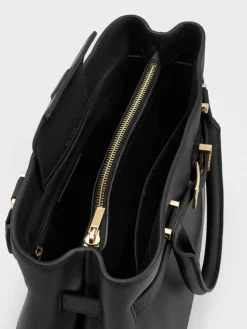 Voyager Leather Belted Tote Bag