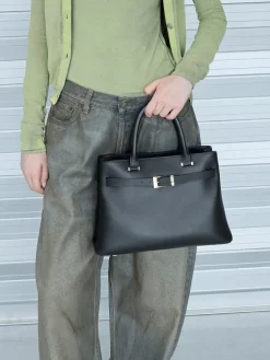 Voyager Leather Belted Tote Bag