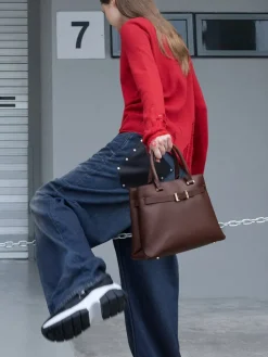 Voyager Leather Belted Tote Bag