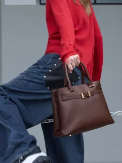 Voyager Leather Belted Tote Bag