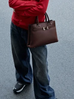 Voyager Leather Belted Tote Bag