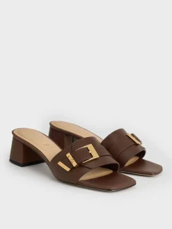 Whitney Leather Heeled Mules