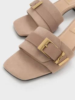 Whitney Suede & Leather Heeled Mules